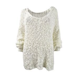 Free People Women's Sunday Shore Pullover Sweater (L, Ivory)